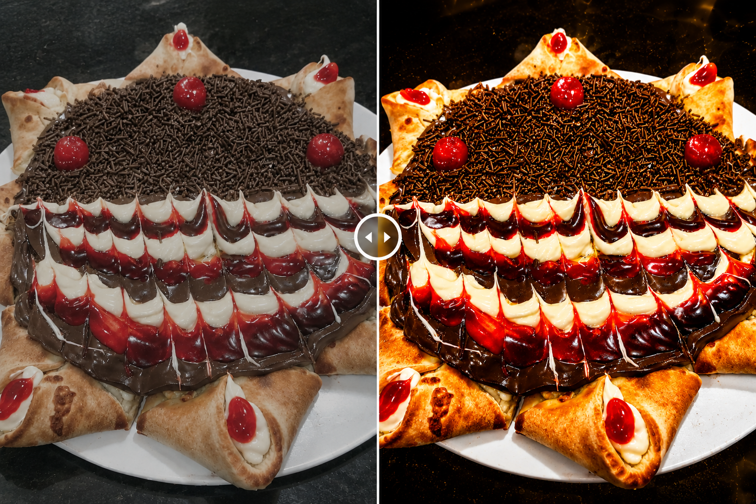Pizza antes e depois